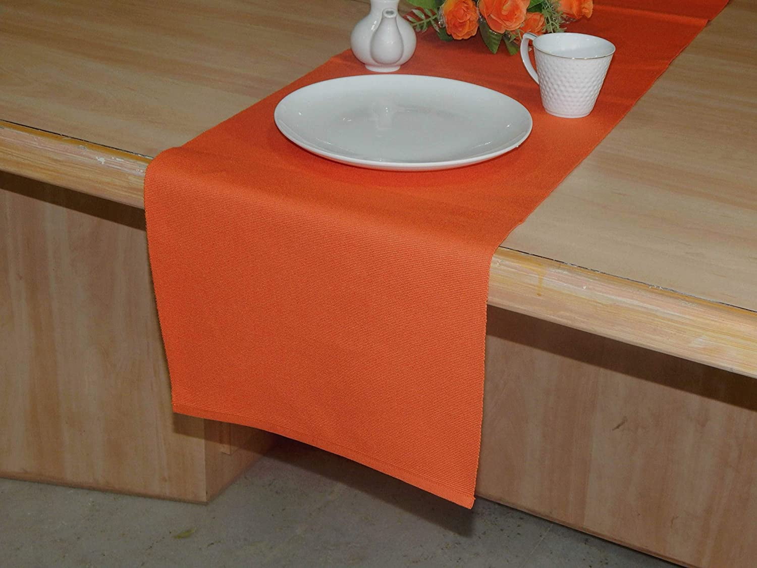 RADANYA Solid Color Texture Ribbed Cotton Table Runner for Dining Table, Teapoy, TV Table