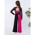 thumbnail image 6 of SiiRoh Girls Sequins Long Sleeve Cropped Top with Wide Leg Pants Sparkly Color Block Hip Hop Street Dance Outfits Hot Pink 8, 6 of 7