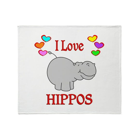 CafePress - I Love Hippos Throw Blanket - Soft Fleece Throw Blanket, 50"x60" for All Ages