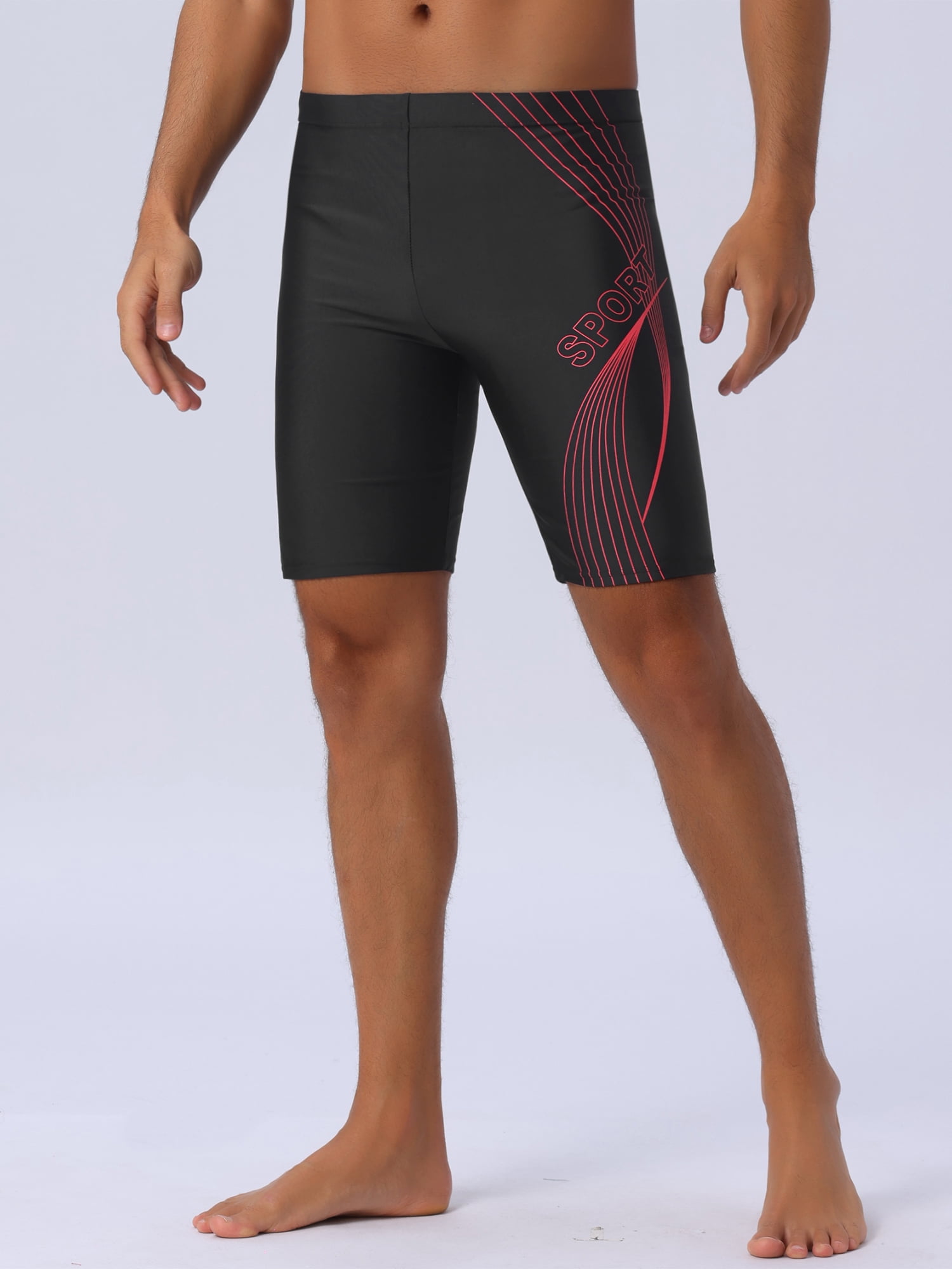 DARING DIVA Men's Summer Holiday Elastic Waist Regular Fit Sports Swim Shorts 34 Black Red