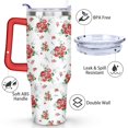 thumbnail image 3 of 40oz Pioneer Colorful Floral Stainless Steel Flip Straw Tumbler with Lid and Straw Spill Proof Travel Cup Double Wall Vacuum Insulated Coffee Mug with Handle Red, 3 of 7