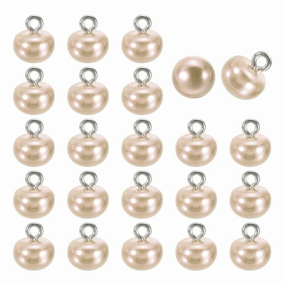 24pcs 16L Round Faux Pearl Buttons 10mm 3/8" Half Ball Dome Metal Shank Sewing Buttons Replacement DIY Small Button for Clothing Bridal Wedding Dress DIY Crafts, Champagne