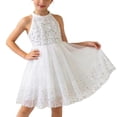 thumbnail image 1 of Vestido de Verano de Manga Corta Cuello Redondo de Encaje Bordado Malla Princesa Falda de Arco de las Niñas para Diario, Viajes, Fiestas Y Cumpleaños, 1 of 9