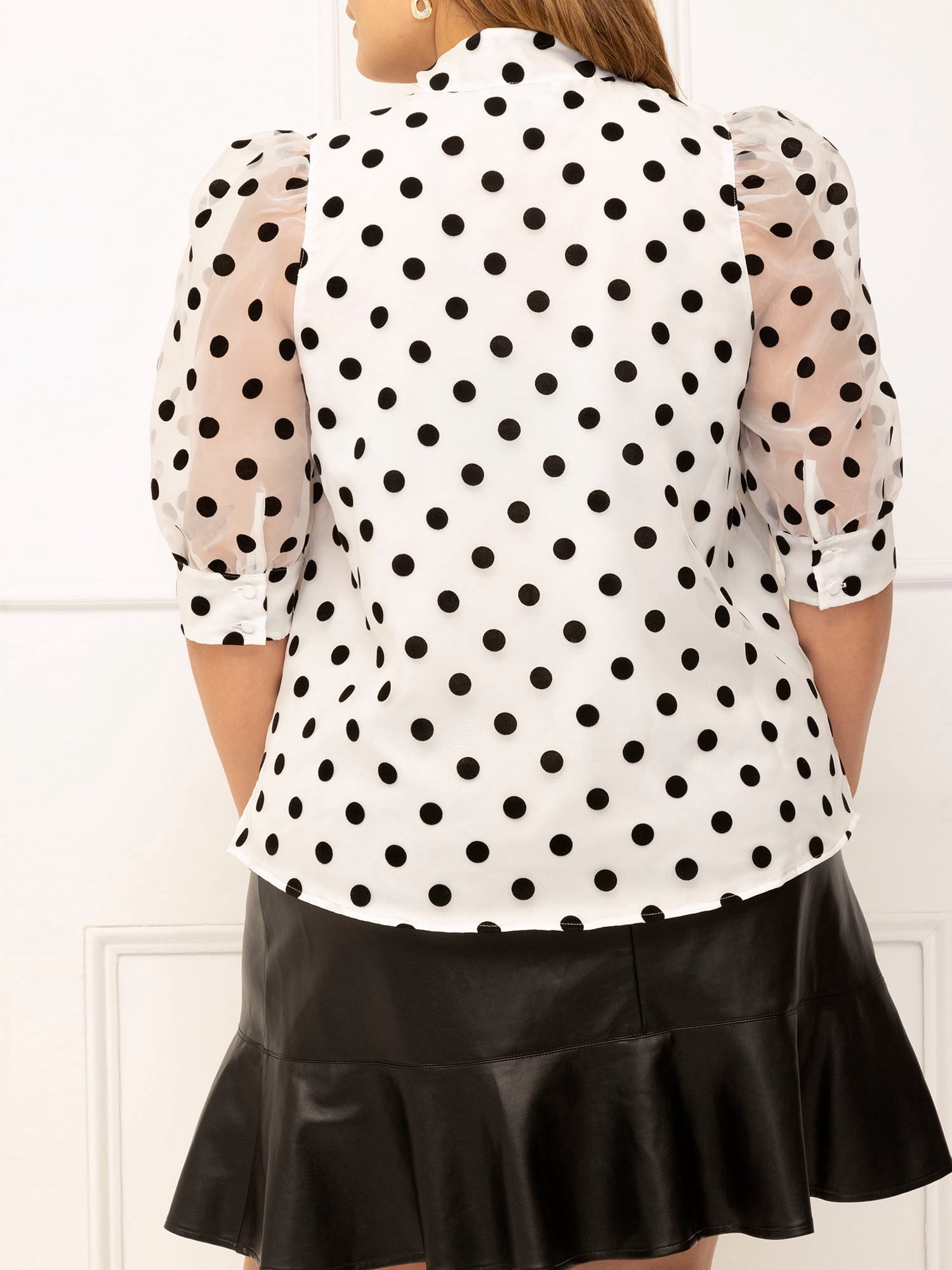 ELOQUII Elements Women's Plus Size Bow Blouse