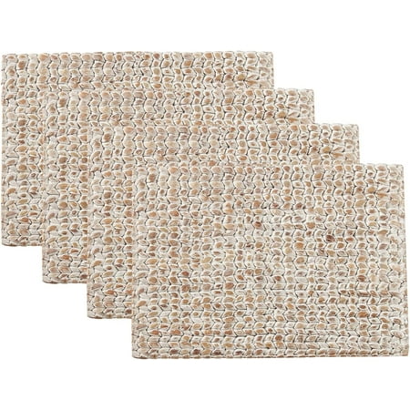 

Natural Woven Water Hyacinth Rectangular Placemats 14 W X 19 L Set of 4 (White)