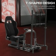 Supllueer Gaming Racing Simulator Cockpit With Black Seat & Monitor Mount Fit Logitech Thrustmaster T248 T300.Excluding electronic devices