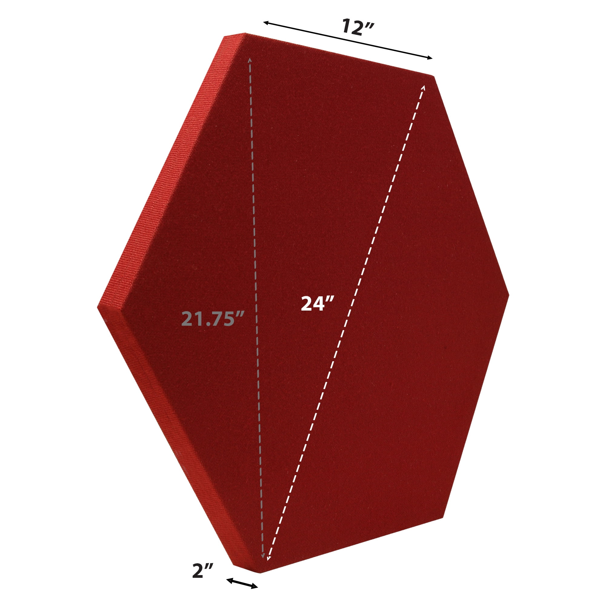 ATS Acoustics Hexagon Acoustic Panel Fire Rated 24" x 2" Sound Absorbing Professional Studio Quality Wall Tile (Claret)