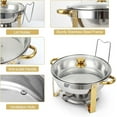 thumbnail image 2 of Ensemble de 4 Plats Anti-Frottement pour Buffet, 5 Qt Plats Ronds Anti-Frottement pour Buffet avec Porte-Couvercle et Couvercle en Verre, Ensembles de Réchauds et Réchauds de Buffet en Acier Inoxydable pour Fêtes, Mariage, Camping, Souper, Bord Doré, 2 of 7