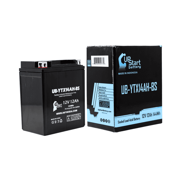 UB-YTX14AH-BS Battery Replacement for 2018 Kawasaki Mule SX 400 CC UTV - Factory Activated, Maintenance Free, Motorcycle Battery - 12V, 12AH, UpStart Battery Brand