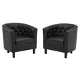 thumbnail image 1 of Armchair Accent Chair, Set of 2, Faux Leather, Black, Modern Contemporary Urban Design, Living Lounge Room Hotel Lobby Hospitality, 1 of 4