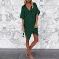 thumbnail image 2 of JIAYUE Ladies Swimsuit Cover-Ups V Neck Above Knee Pure Color Batwing Half Sleeve Bikini Hollow Beach Holiday Comfort Knitted Swimwear Cover Up Top, 2 of 4