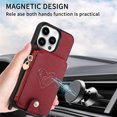 thumbnail image 3 of Compatible with iPhone 13 Pro Case Wallet, with Credit Card Holder Zipper Pocket Crossbody Strap Heart Pattern PU Leather Magnetic Clasp Kickstand Heavy Duty Protective Flip Cover, Red, 3 of 12