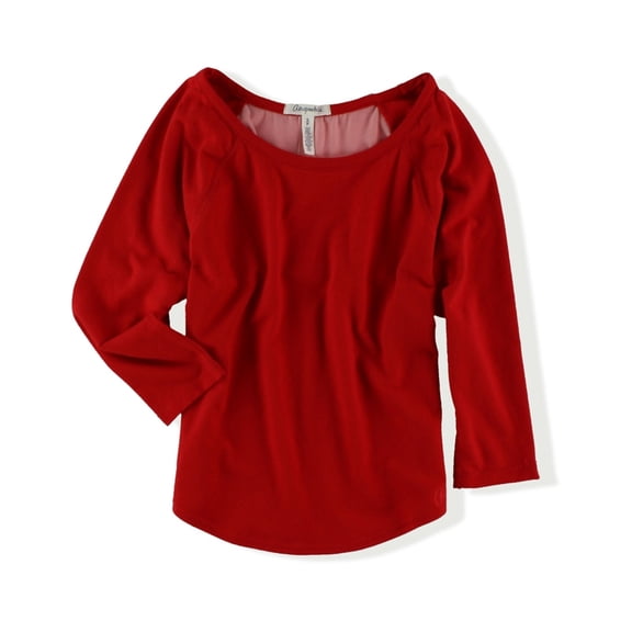 Aeropostale Womens 3/4 Sleeve Hybrid Embellished T-Shirt, Red, Juniors, Medium