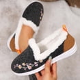 thumbnail image 5 of Womens Floral Embroidered Slippers With Cozy Plush Lined and Indoor/Outdoor Rubber Sole Slipper Winter Snow Boots Flat Shoes, 5 of 9