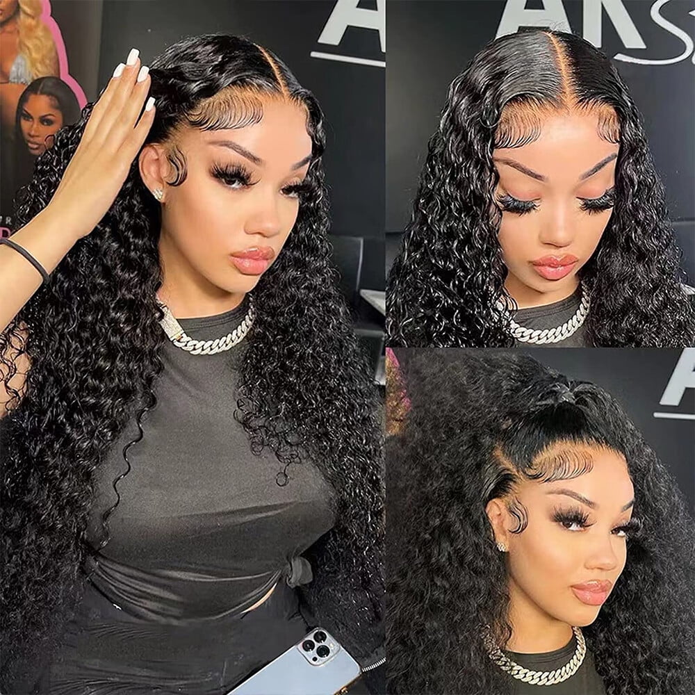 Lace Front Wigs Human Hair Water Wave 13x4 Lace Frontal Wigs Human Hair Wigs for Black Women Human Hair Lace Front Wigs Pre Plucked with Baby Hair Natural Color (28 Inch)