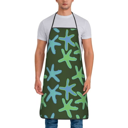 

Apron for Men Women doodles starfish Waterproof Chef Kitchen Baking Apron with Long Ties Aprons for Cooking Baking and Gardening Kitchen Collection