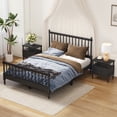 thumbnail image 2 of THOWDEE 3 Pieces Bedroom Sets, Queen Size Wood Platform Bed with 2 Nightstands, Bed Frame with Gourd Shaped Headboard and Footboard, Black, 2 of 9