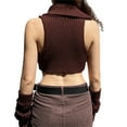 thumbnail image 7 of BEAFNKSG Women Turtleneck Cropped Sweater Vest Sleeveless Button Irregular Ribbed Crop Tops Knitwer, 7 of 7