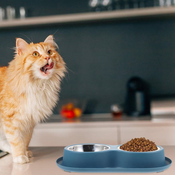 unbranded Bowl Para Mascotas Con Doble Plato Inoxidable Ideal Para Alimentación Y Base Firme Antideslizante