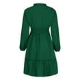 thumbnail image 5 of Annhoo Casual Dress for Women V Neck Drawstring Long Puff Sleeve Mini Dress Fall Ruffle Tiered Pleated Dresses, 5 of 6