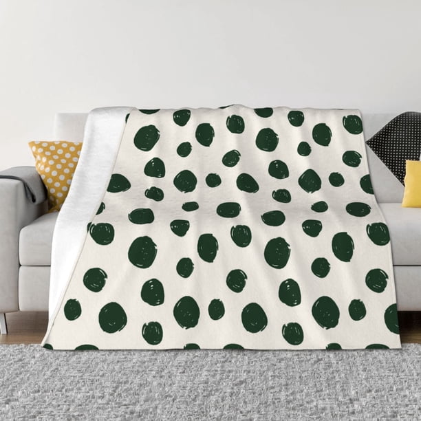 Fotbe Abstract Green Polka Dot Manta de Franela con Estampado, Manta Ultrasuave para Cama, Sofá, Auto, Hipoalergénica y Antibolitas-80"x60"