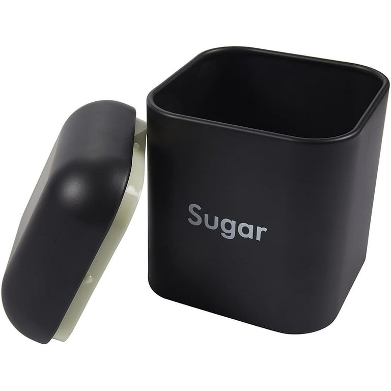 Set of 2 Black Flour and Sugar Canisters for Kitchen, Metal