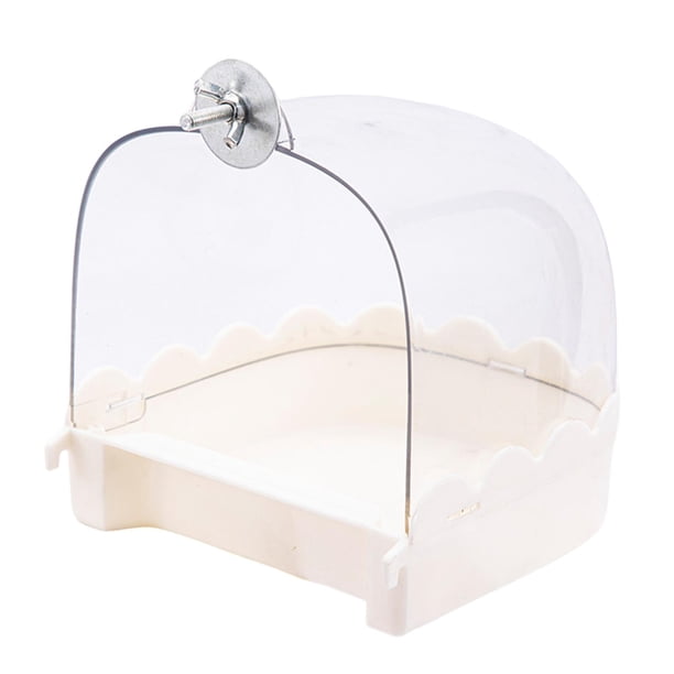 Baño para Pájaros, Bañera para Loros, Bandeja de Comida, Jaula Colgante para Pájaros, Caja de Ducha para Pájaros, Bañera para Pájaros, Loros, Pájaros blanco
