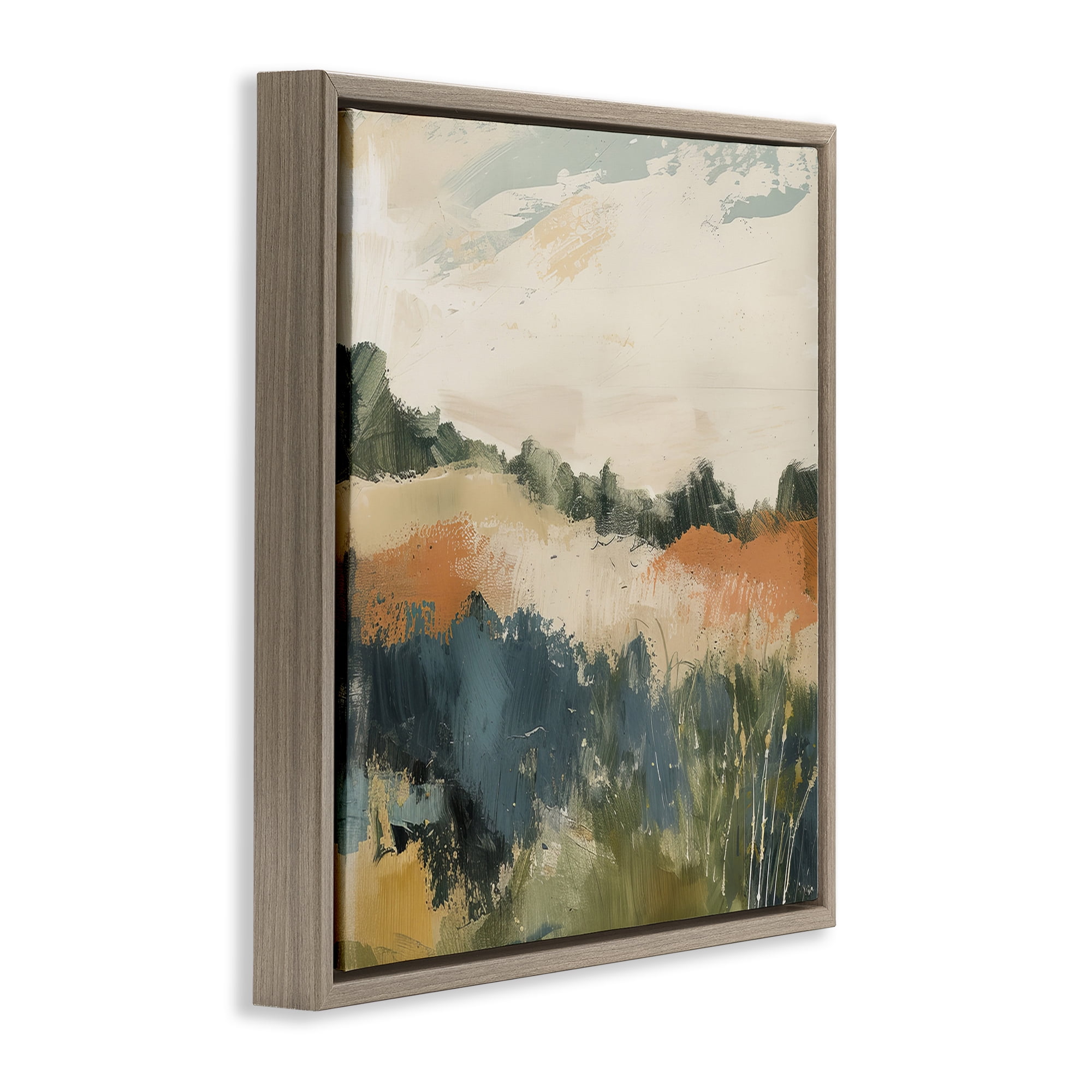 Stupell Industries Abstract Neutral Landscape Landscape & Nature Painting Brown Floater Framed Canvas Art Print Wall Art, 25 x 25