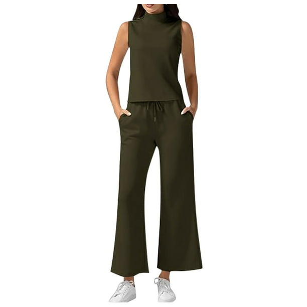 Conjuntos de dos piezas para mujer para el verano 2025: camiseta sin mangas con cuello alto y pantalones cortos. Chándal deportivo, XS-XXL.