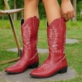 thumbnail image 2 of UngA Women's Cowgirl Boots Pull On Cowboy Boots Mid Calf Western Boots Available in Regular and Wide Calf Red,Size 8.5, 2 of 7