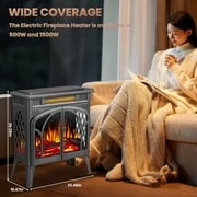Electactic 25'' Electric Fireplace Heater, Overheat Protection Design, 3D Realistic Flame Effect, Independent Remote Control Fireplace, 500W/1500W, GREY