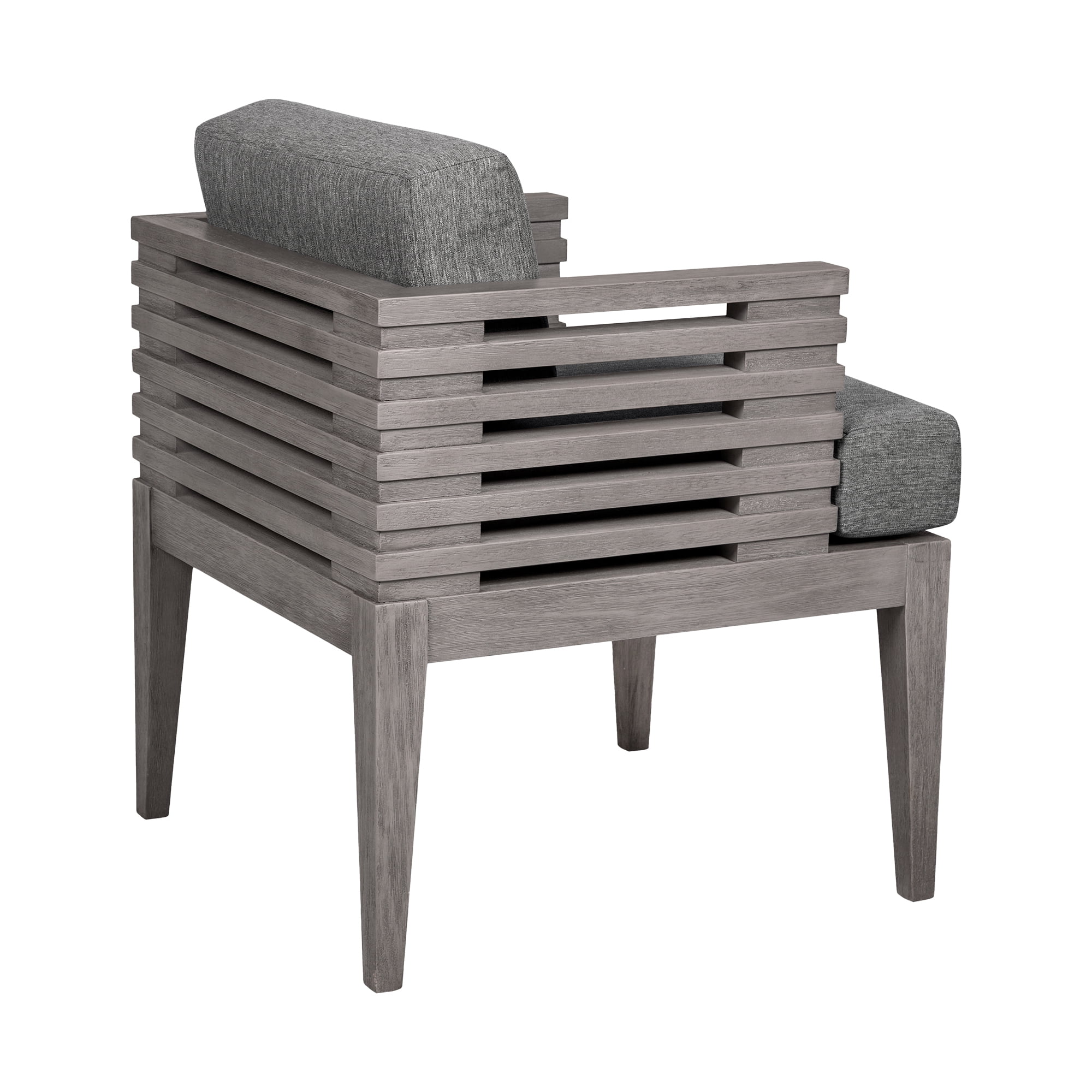 Vivid Outdoor 7 Piece Dining Set in Gray Eucalyptus Wood with Gray Cushions