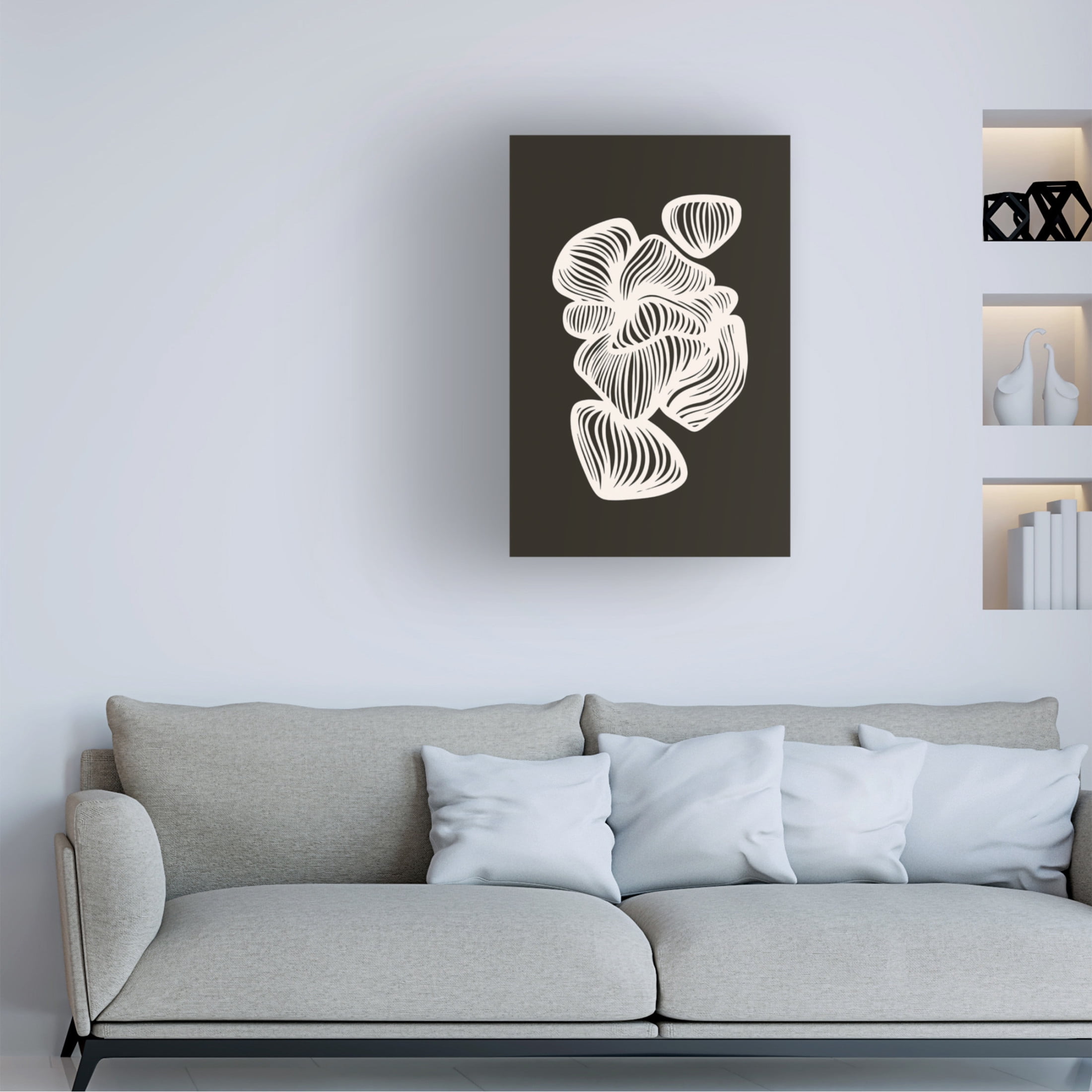 Canvas Wall Art - Incado 'Black and White Shapes' Wall Art for Living Room, Bedroom, or Office Décor by Trademark Fine Art - 30 x 47 Inches