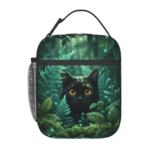 Black Cat Insulated Lunch Box Portable Lunch Bag With Detachable Handle,Reusable Lunchbox For Men Women Office Work Travel