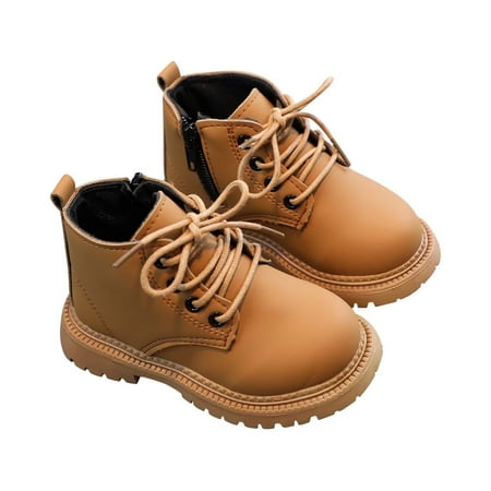 

gakvbuo Clearance items all 2022!Kids Classic Ankle Boots Boys Girls Lace-Up Outdoor Comfort Work Boots Toddler Shoes British Style Non-Slip Casual Soft Bottom Boot