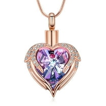 Cremation Jewelry Angel Wing Heart Urn Necklace for Ashes for Women Memorial Human Pet Ashes Pendant