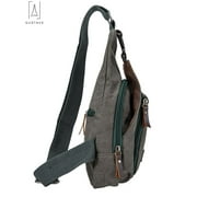 Gustave Canvas Sling Bag for Men & Women Anti-Theft Chest Shoulder Bag Vintage Casual Crossbody Backpack Messenger Bag for Travel Hiking Gray
