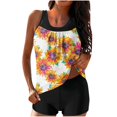 thumbnail image 2 of Dorinao Women's Spring/Summer Floral Print With Breast Top Two Piece Bikini Set, Gold, M, 2 of 4