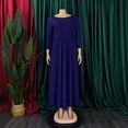 thumbnail image 3 of Women's Plus Size Fall Elegant Collar Crew Neck A-line Maxi Dress Pleated Dress, 3 of 8