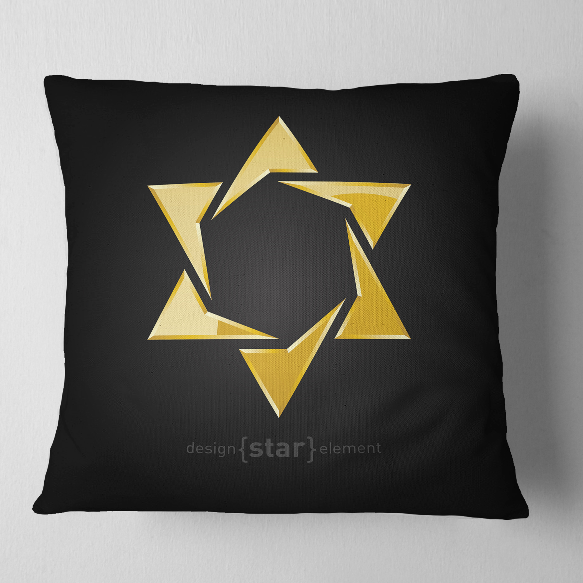 Designart Luxury Golden Star - Abstract Throw Pillow - 16x16