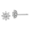 thumbnail image 2 of Sterling Silver Rhodium-plated Polished Cubic Zirconia Flower Post Earrings, 2 of 3