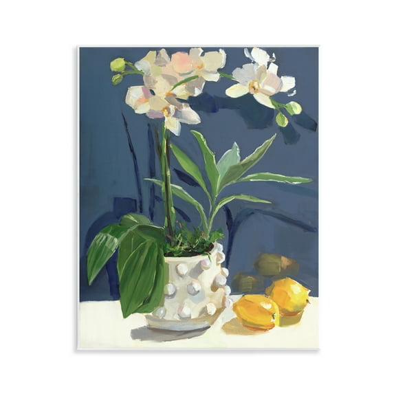 Stupell Industries White Orchids & Lemons Plants & Flowers Painting Unframed Art Print Wall Art, 11 x 14
