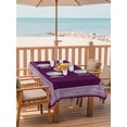 thumbnail image 2 of 60x120 Inch Outdoor Tablecloth with Umbrella Hole Zipper Rectangle Dark Purple Greek Key Rectangular Tablecloths Outside Waterproof Geometric Greece Ancient Farmhouse Geo Patio Table Cover for Picnic, 2 of 8