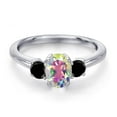 thumbnail image 3 of Gem Stone King 925 Sterling Silver Mercury Mist Mystic Topaz and Black Diamond Engagement Ring for Women | 1.34 Cttw | Oval 7X5MM | Gemstone November Birthstone | Size 6, 3 of 6