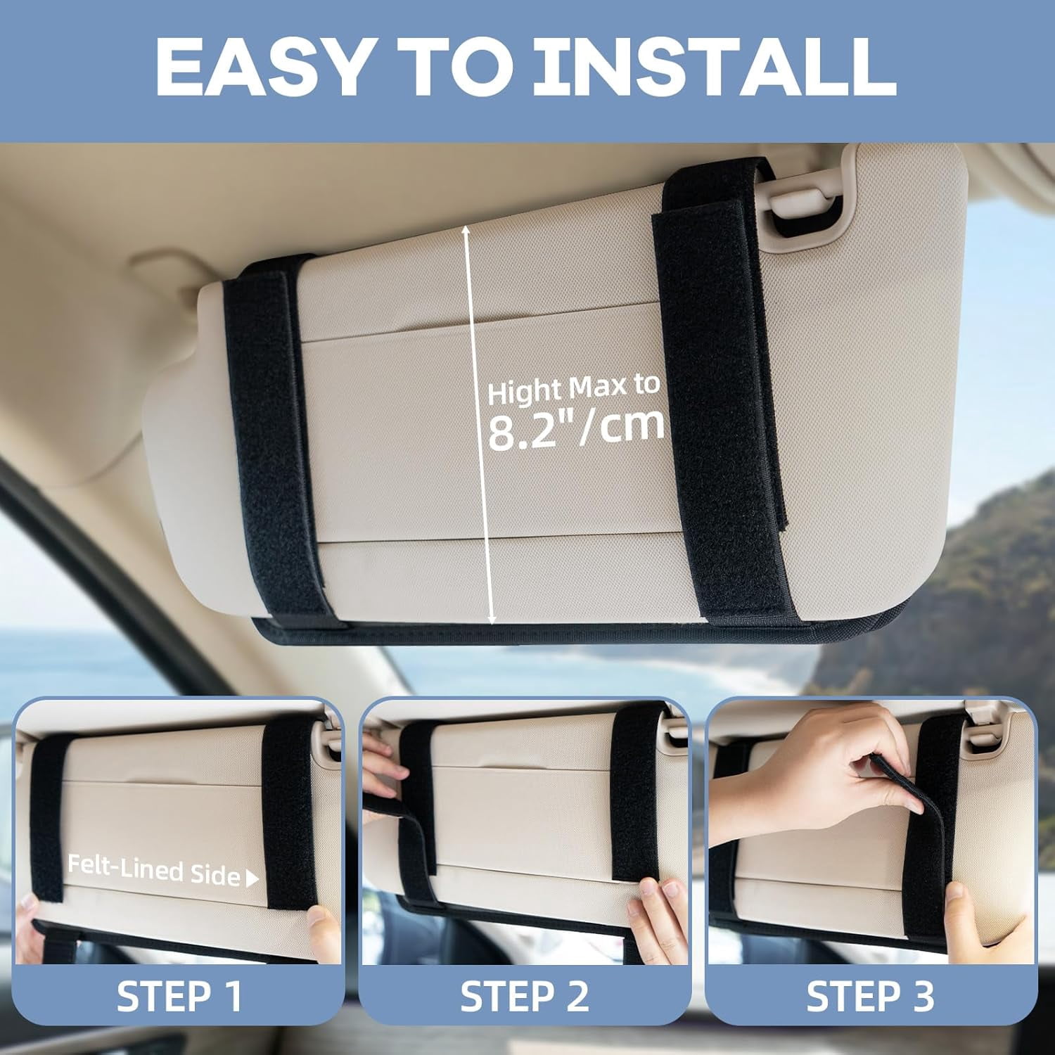 Car Sun Visor Organizer, Multi-Pocket Organizer Storage Pouch, Heavy Duty Molle Panel with Double Zippers, Elastic Bands & Glasses Clip, Tactical Pouch for Cars, SUVs, Trucks