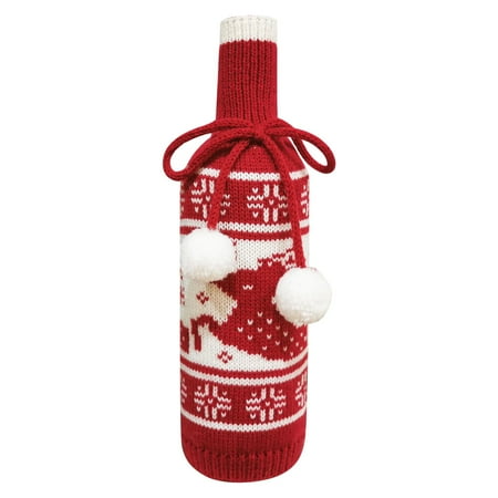

Zlekejiko Christmas Snowflake Knitted Wine Bottle Set Creative Sweater Red Wine Set Holiday Decorations