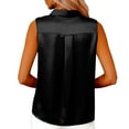 thumbnail image 4 of ZQGJB Womens Sleeveless Button Down Shirt Silky Satin Blouse Dressy Casual Summer Solid Color Basic Business Work Tank Tops Black XXL, 4 of 7