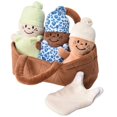 thumbnail image 5 of Creative Minds Cesta de bebés con 3 muñecos de peluche súper suaves de 9 pulgadas para bebés y niños Juego de juguetes sensoriales multiculturales de felpa para bebés con cesta Verde Blanco Azul, 5 of 5
