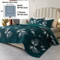 thumbnail image 6 of Butterfly Queen Quilt Set - Soft Microfiber Lightweight 3-Piece for All Season, Dark Green (1 Quilt, 2 Shams), 6 of 9