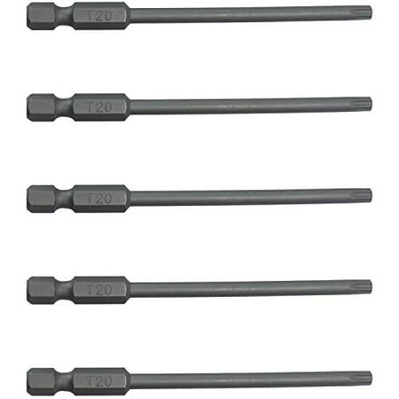 

T20 (T-20) Torx/Star Driver Bit T20 x 3-1/2 Torx/Star Drive Quick Change Shank Bit for Screws and Fasteners Requiring T20 (T-20) Size Long Bits (5 PACK)